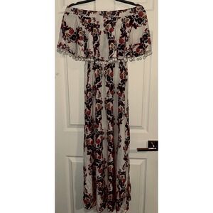 Show Me Your Mumu XS Floral Hacienda Maxi Dress Off The Shoulder Wedding Brunch